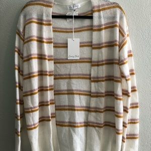 New White pink and mustard striped cardigan size: large